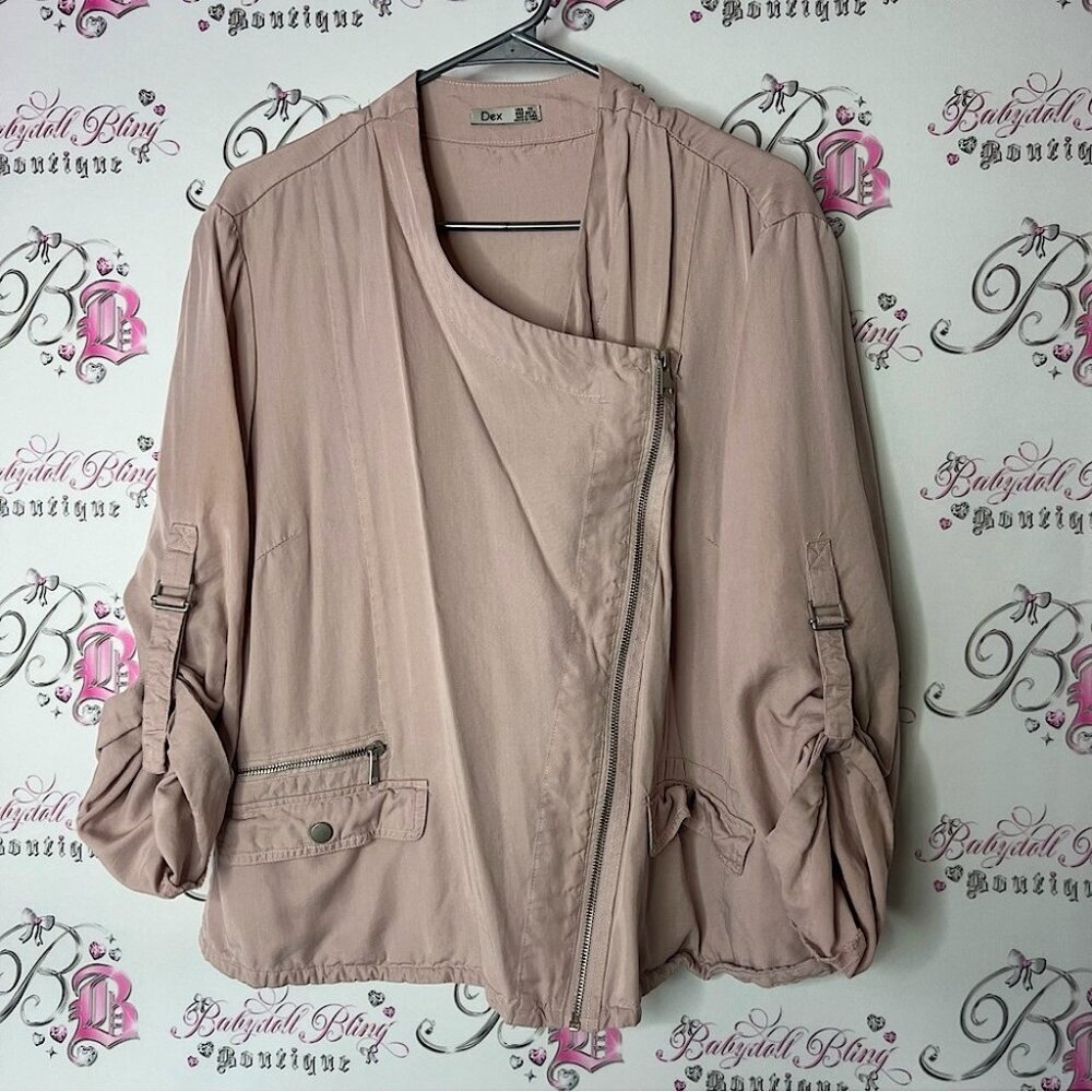 Dex Blush Pink Top jacket coat cardigan zip up cargo style